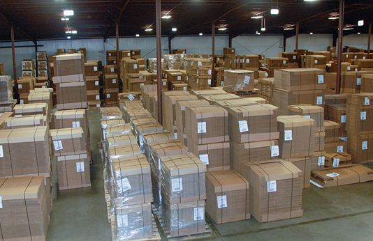 boxes in a warehouse